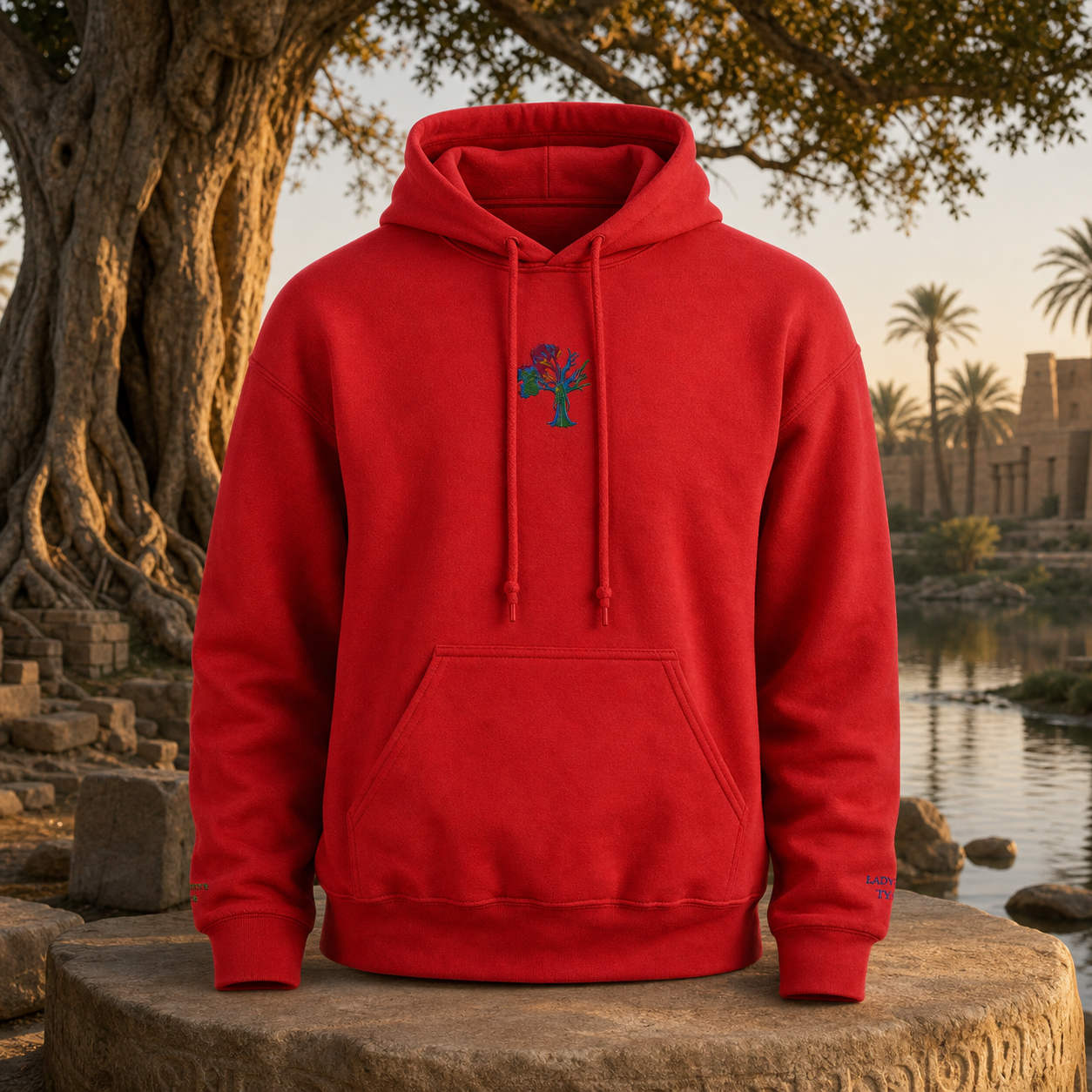 Lady of the Sycamore Symbol Hoodie in Cherry Red – Bright Future product image