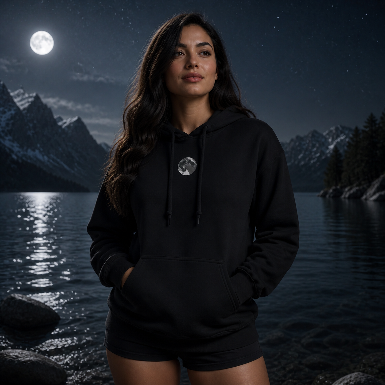 Moon Symbol Hoodie in Black – Bright Future product image