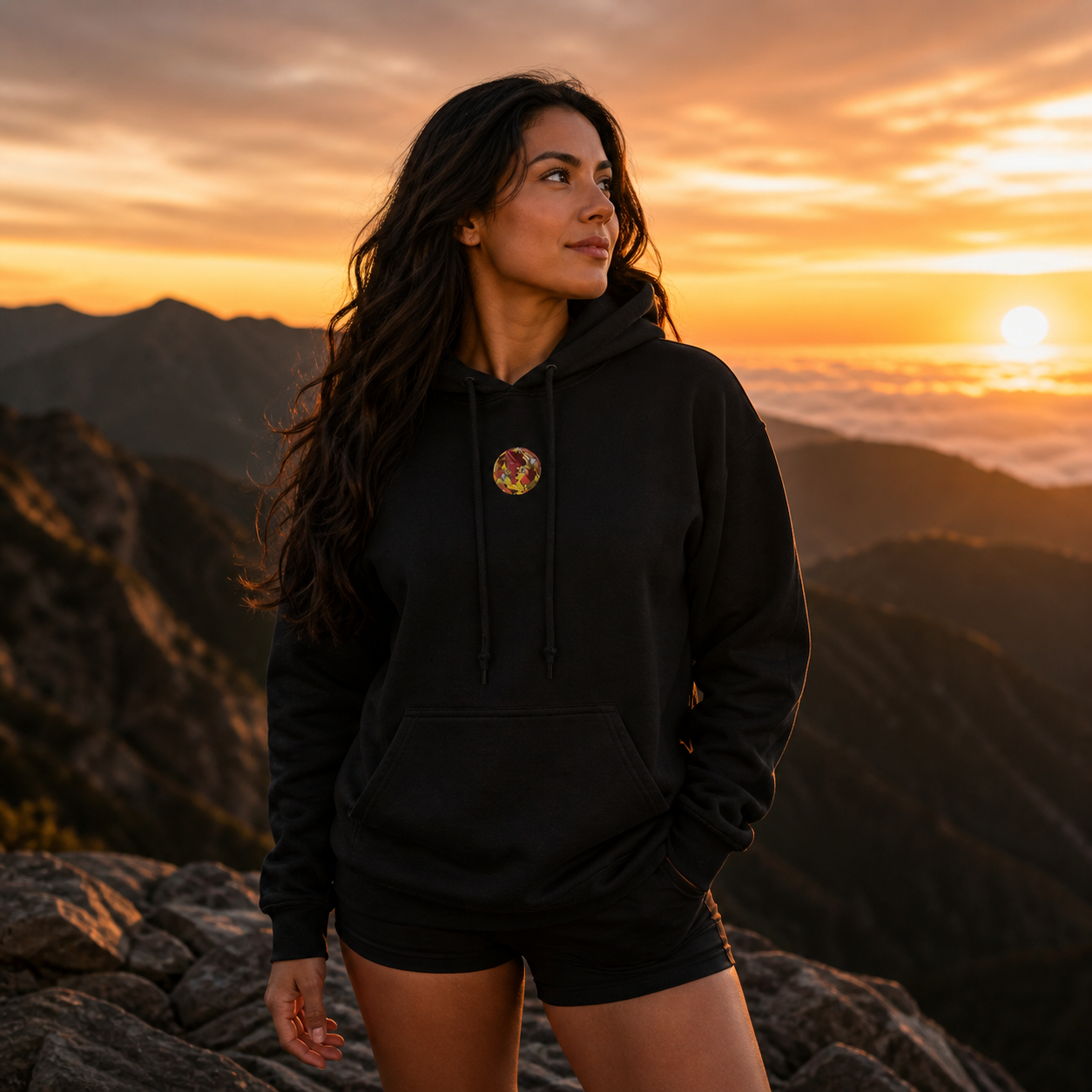 Sun Symbol Hoodie in Black – Bright Future product image