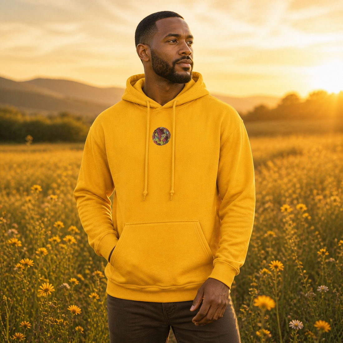 Sun Symbol Hoodie in Gold – Bright Future product image