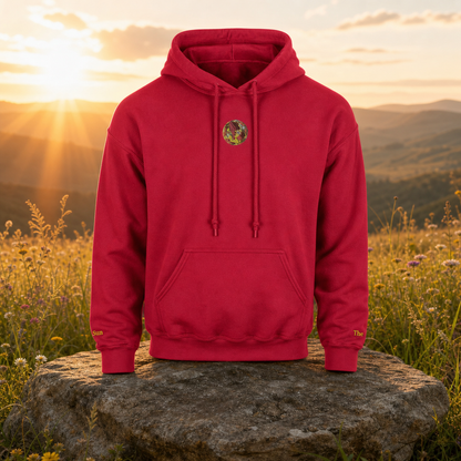 Sun Symbol Hoodie in Cherry Red – Bright Future product image