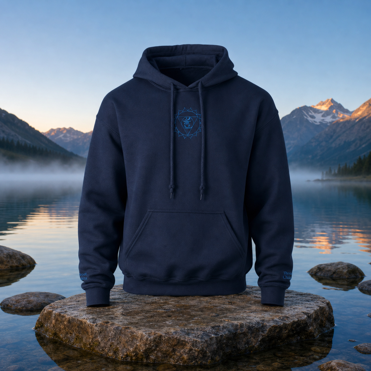 Throat Chakra Hoodie in Navy – Bright Future product image