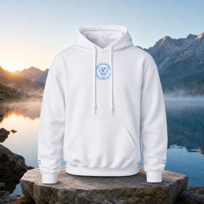 Throat Chakra Hoodie in White – Bright Future product image