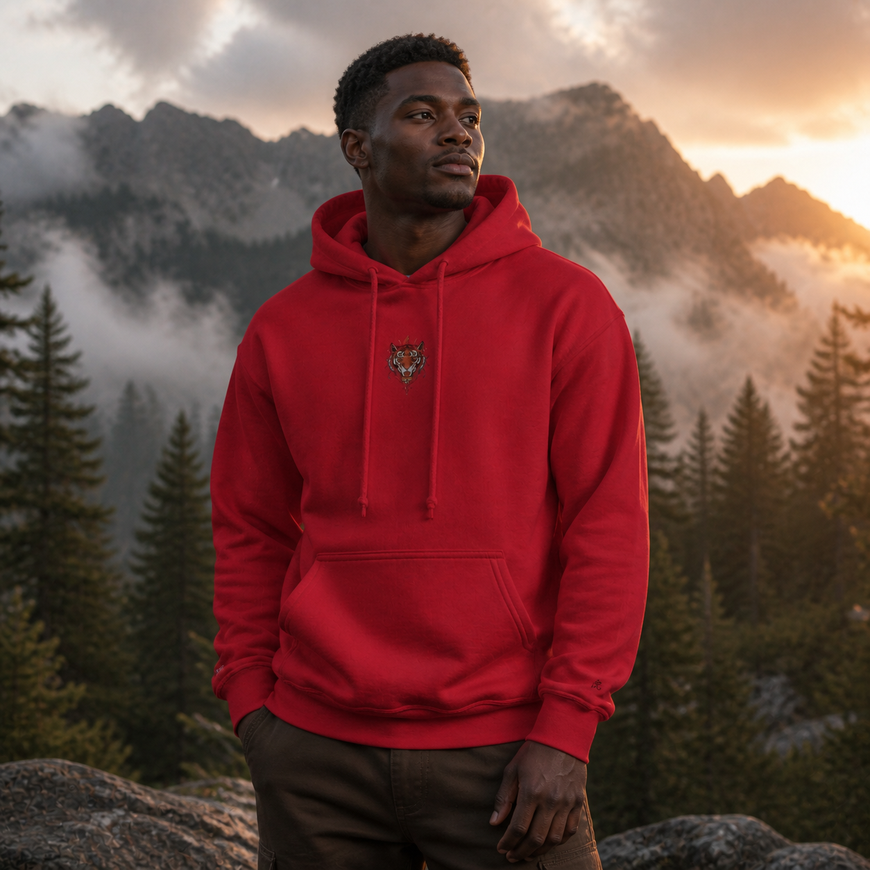 Tiger Chinese Zodiac Hoodie in Cherry Red – Bright Future product image