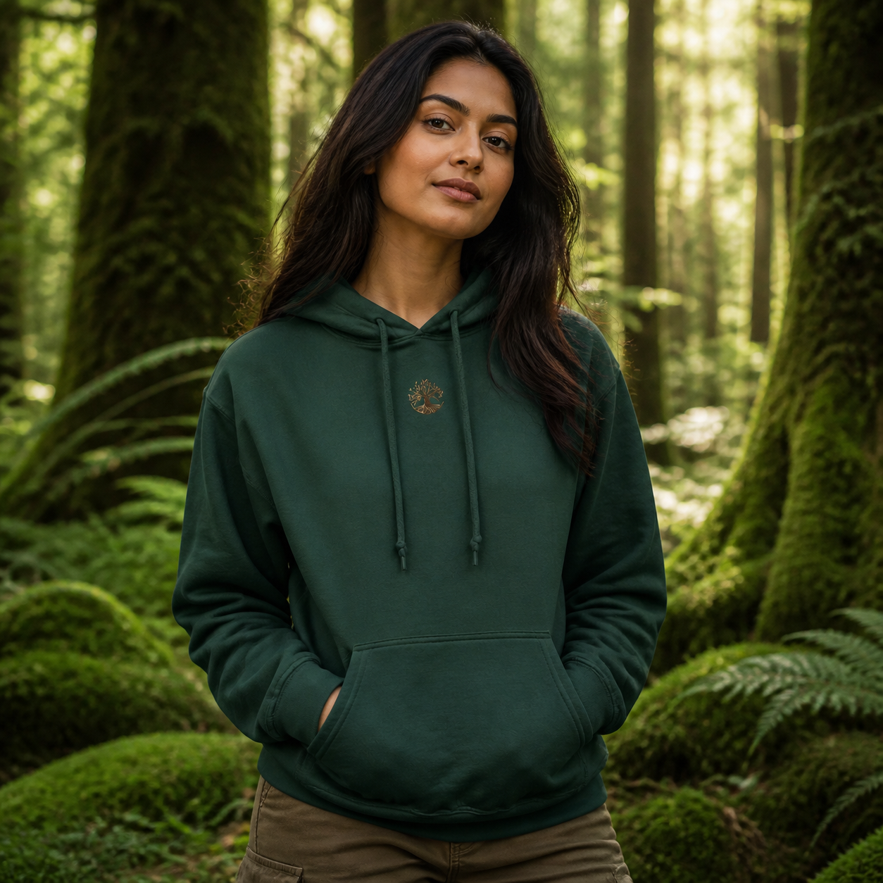 Tree of Life Symbol Hoodie in Forest Green – Bright Future product image