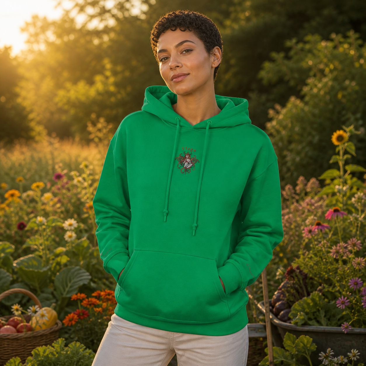 Virgo Zodiac Hoodie in Green – Bright Future product image