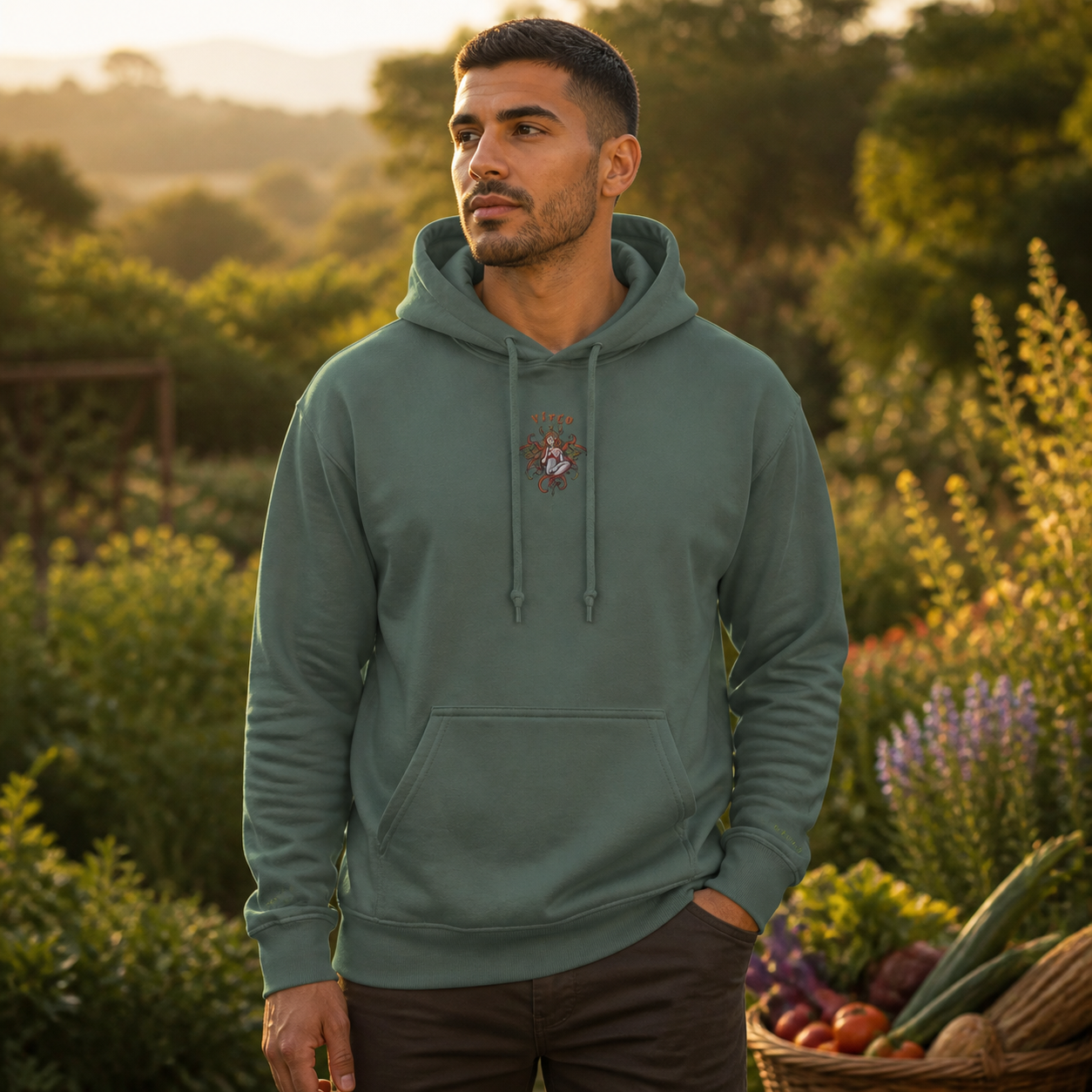 Virgo Zodiac Hoodie in Military Green – Bright Future product image